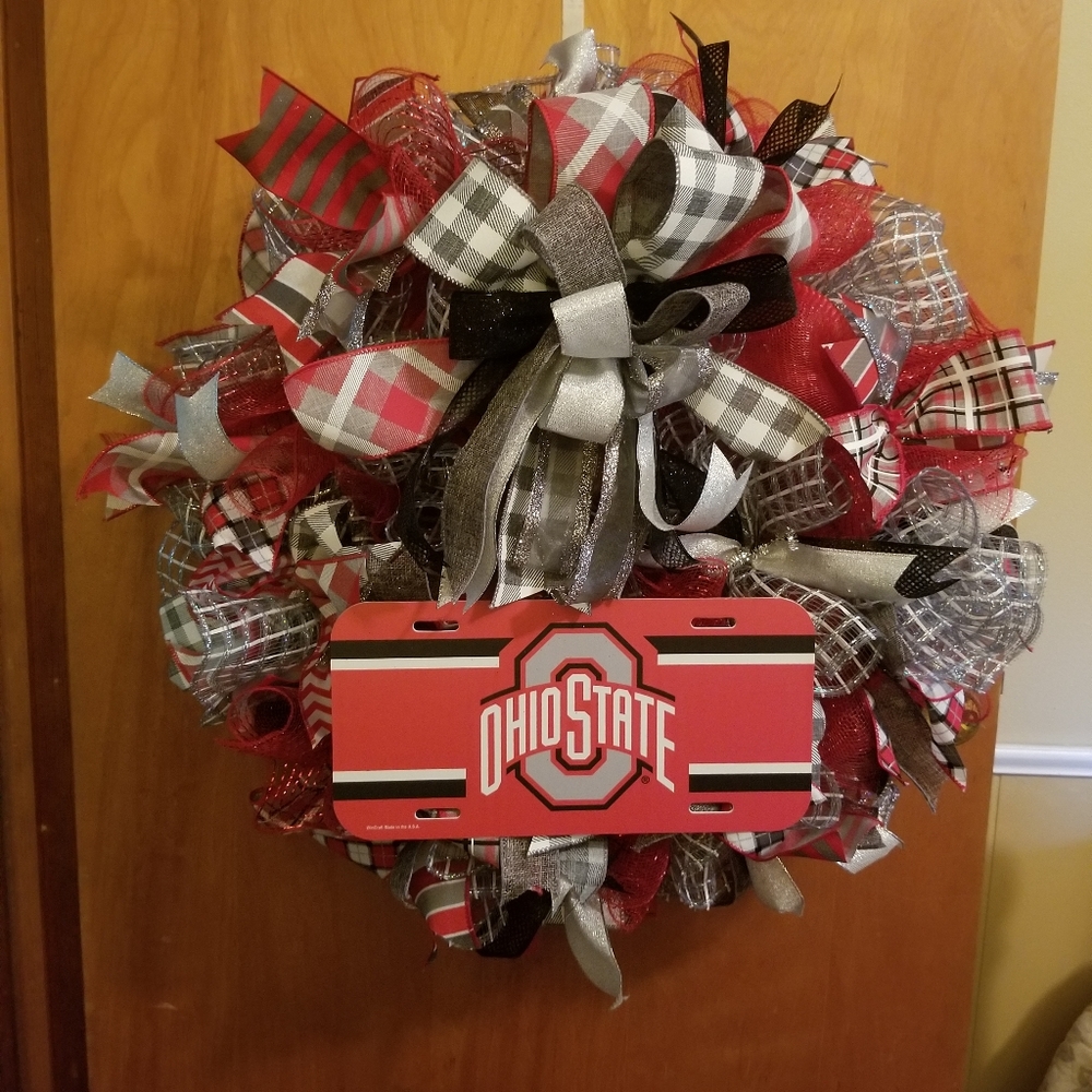 Handmade wreaths 22 inches 1 christmas 1 OSU Buckeyes 50.00 listing price 50.00 - Picture 2 of 2